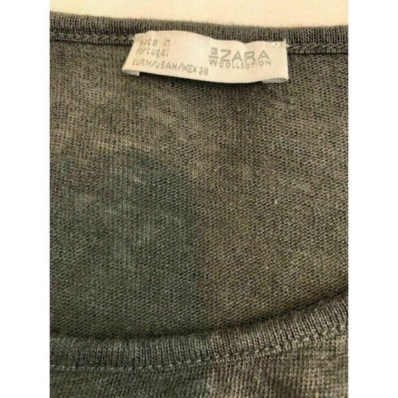 Zara Womens Solid Gray Grey Short Sleeve Cold Shoulder Top T Shirt Medium - Picture 6 of 8